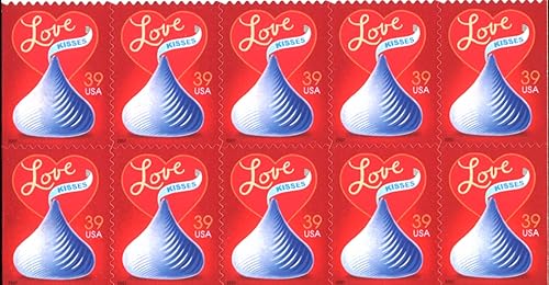 Con amor y hershey besos sellos postales (bloque de 10 sellos)