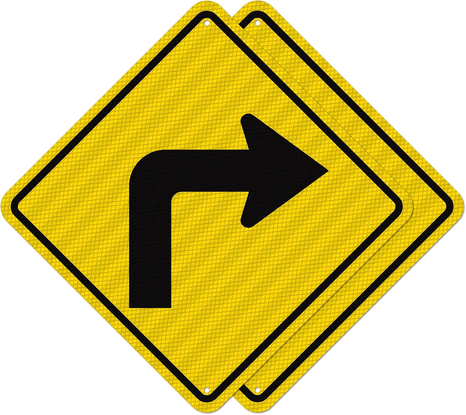 2 Pack Right Turn Ahead Warning Sign 12" x 12" Reflective Aluminum