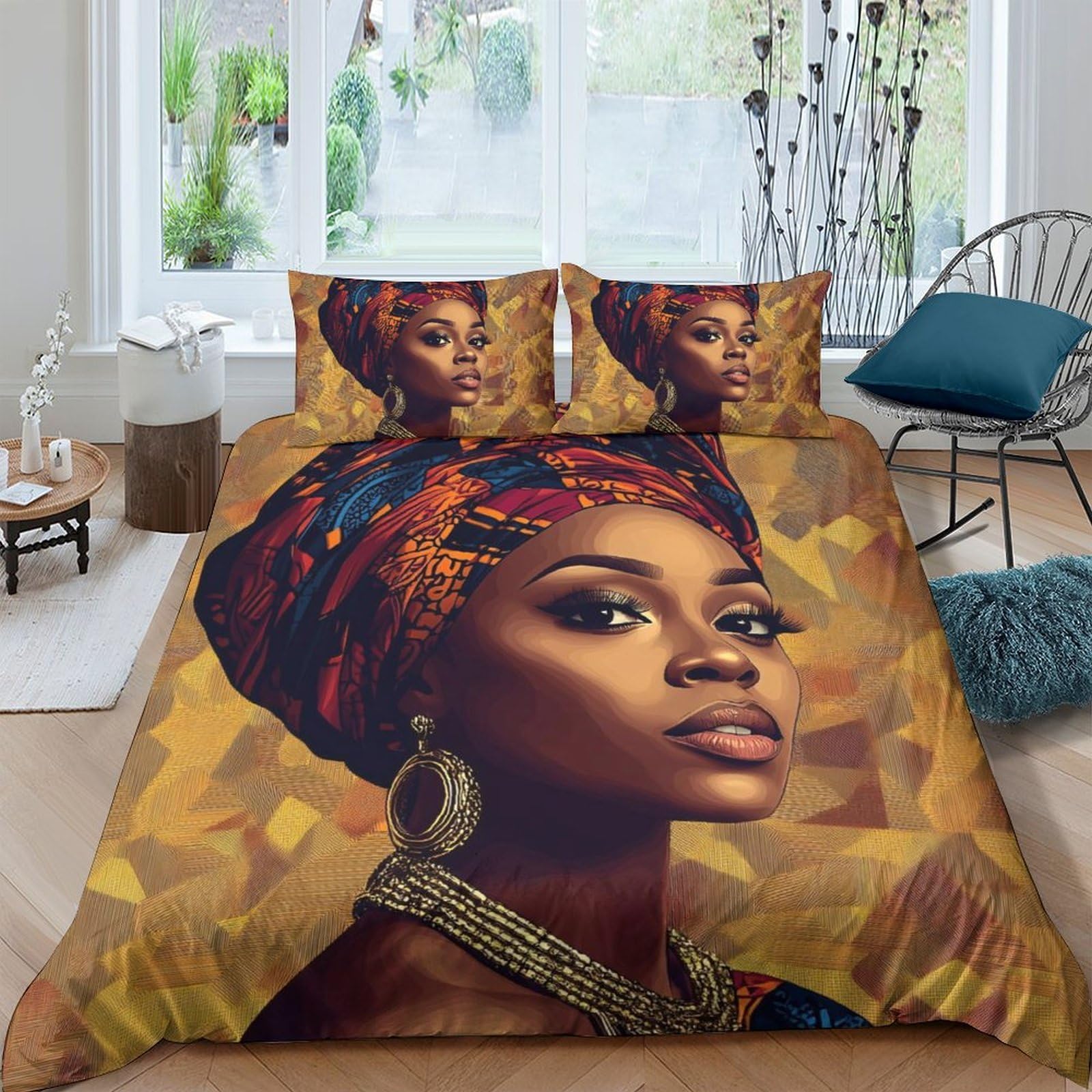 Ctjqhvkz Style-5 3D Printed African Queen Fitted Sheet Microfiber Soft Decor Tribal Art Mattress Cover For Bedroom Guest Room Single（135X200cm）