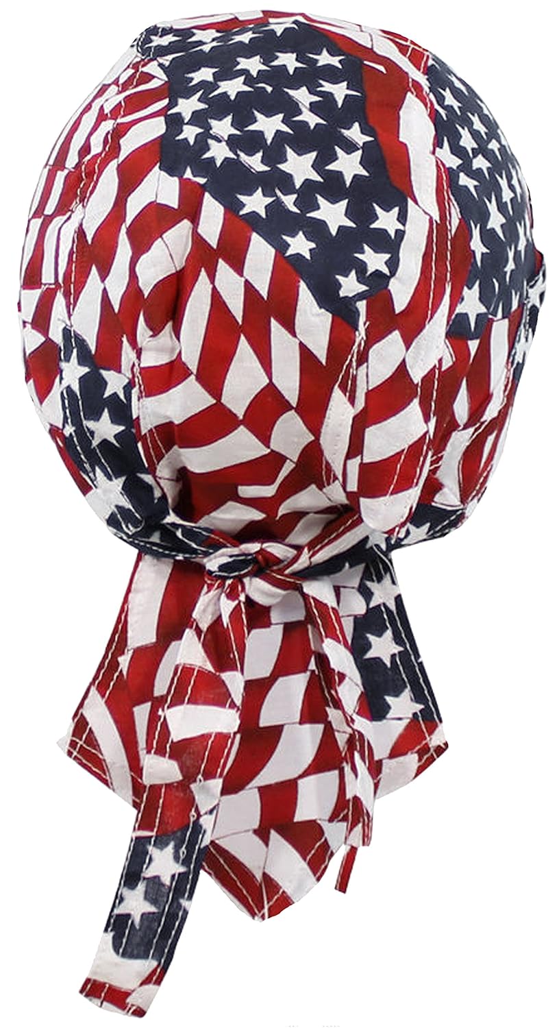 Buy Caps and Hats American Flag Doo-Rag Patriotic Du-Bandana Skull Cap with Sweatband