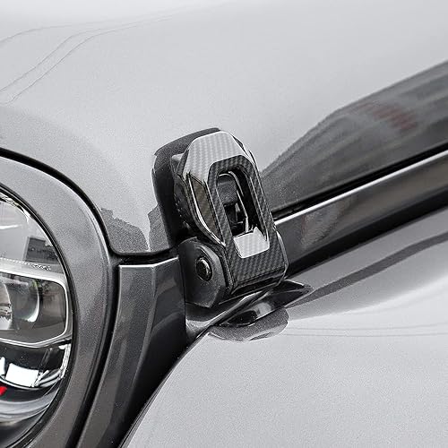 Miniatura 3 de Unifizz Cubierta de fibra de carbono para soportes de bloqueo de capó de automóvil para Wrangler JL JLU 2018-2021 y Gladiator JT 2018-2021