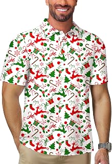 AOBUTE Men's Thanksgiving Polo Short Sleeve Christmas Shirt Holiday Golf Top