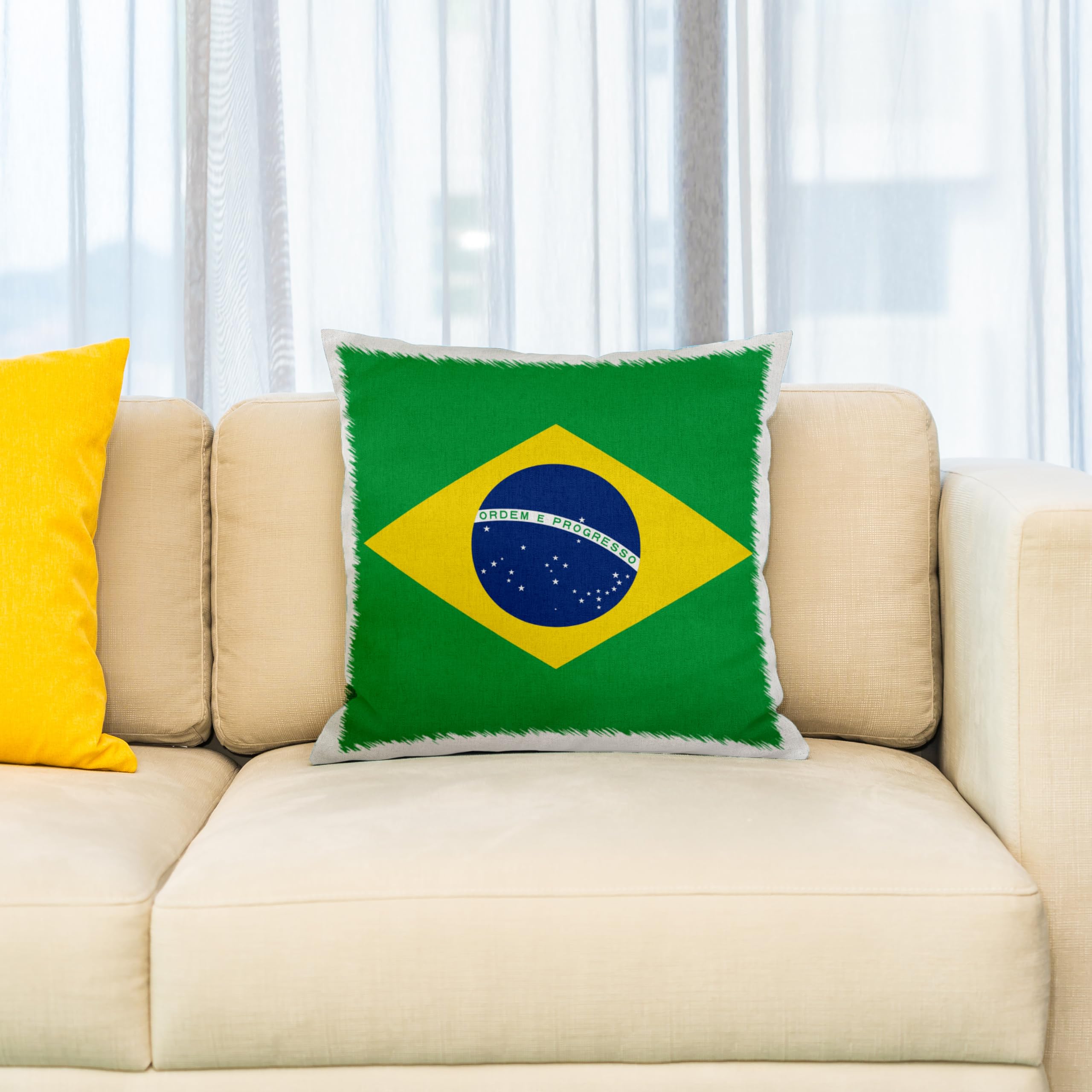 Tigoli Cache-cou Drapeau Du Brésil - Vert, Jaune Et Bleu Avec Emblème