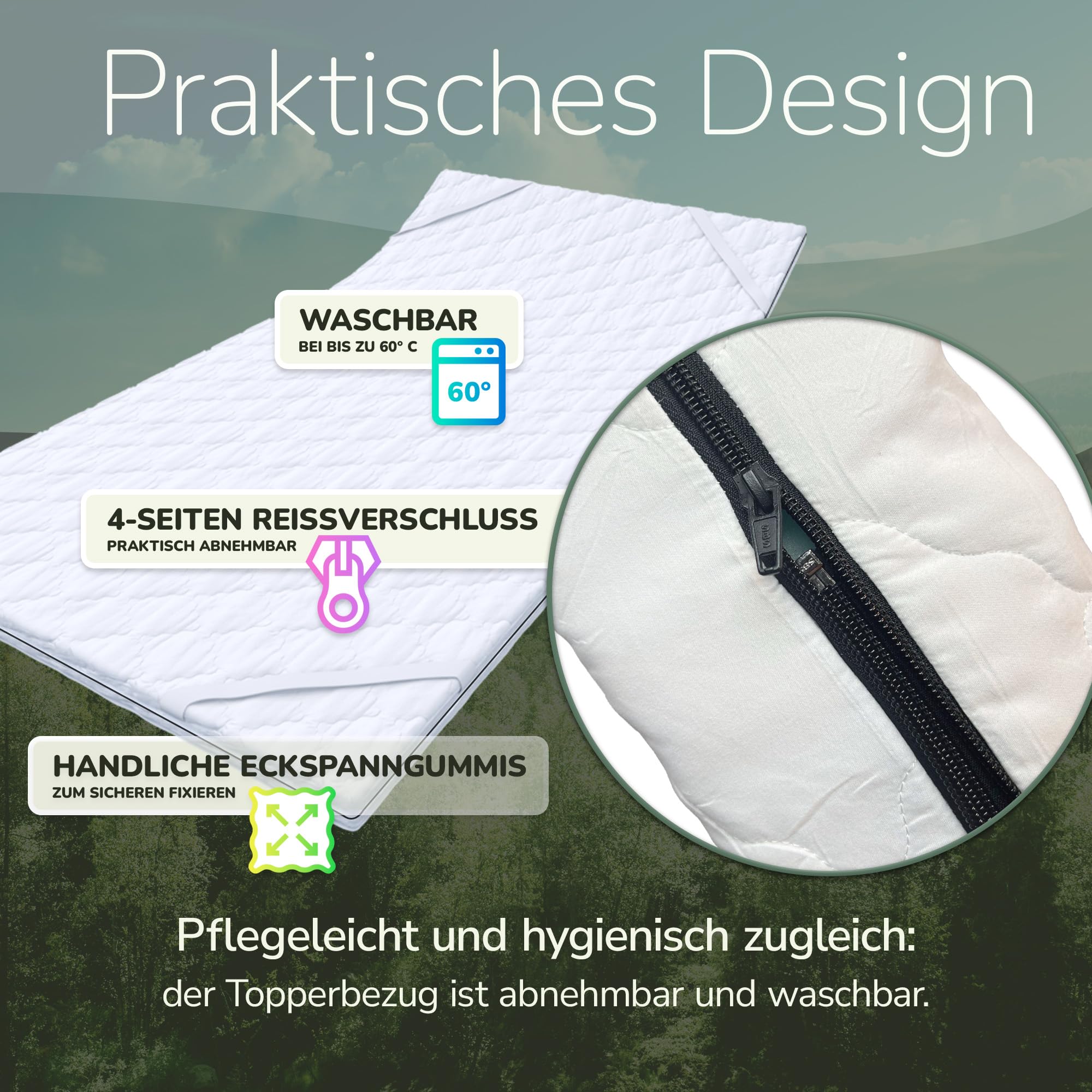 MSS e.K. hochwertiger Topperbezug Classic | 180 x 200 x 5 cm | mit Reißverschluss | aus weicher Mikrofaser | Stoffdichte: 212 g/m² | Flauschige Karosteppung | waschbar 60°C | schadstoffgeprüft