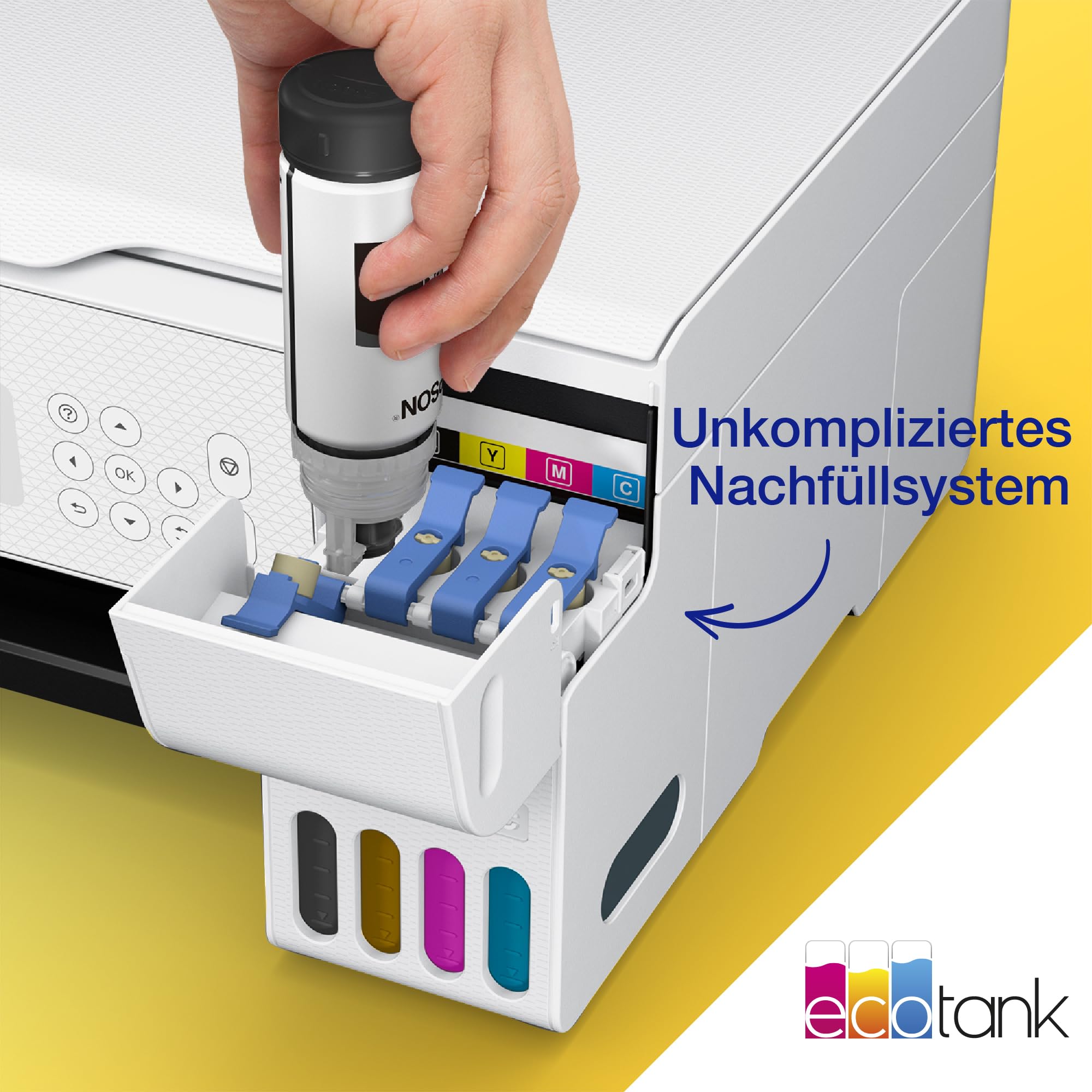Epson EcoTank ET-2876 A4-Multifunktions-Wi-Fi-Tintentankdrucker, mit einem im Lieferumfang enthaltenen Vorrat an Tinten bis zu 3 Jahren