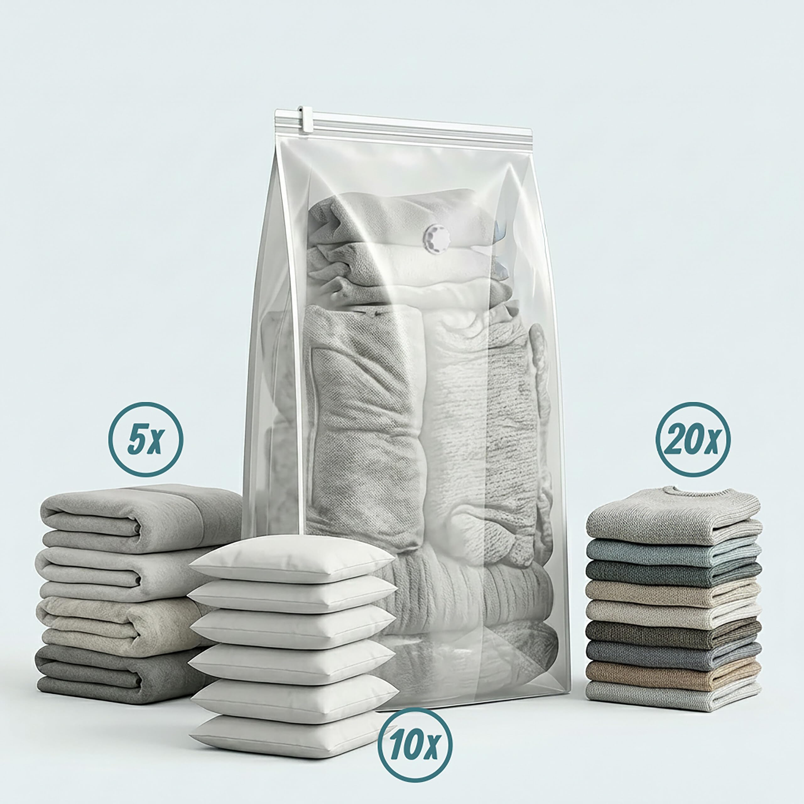 Relaxdays juego de 10 bolsas de vacío grandes, gris | bolsas de compresión para ropa de cama y prendas, 100 x 80 cm