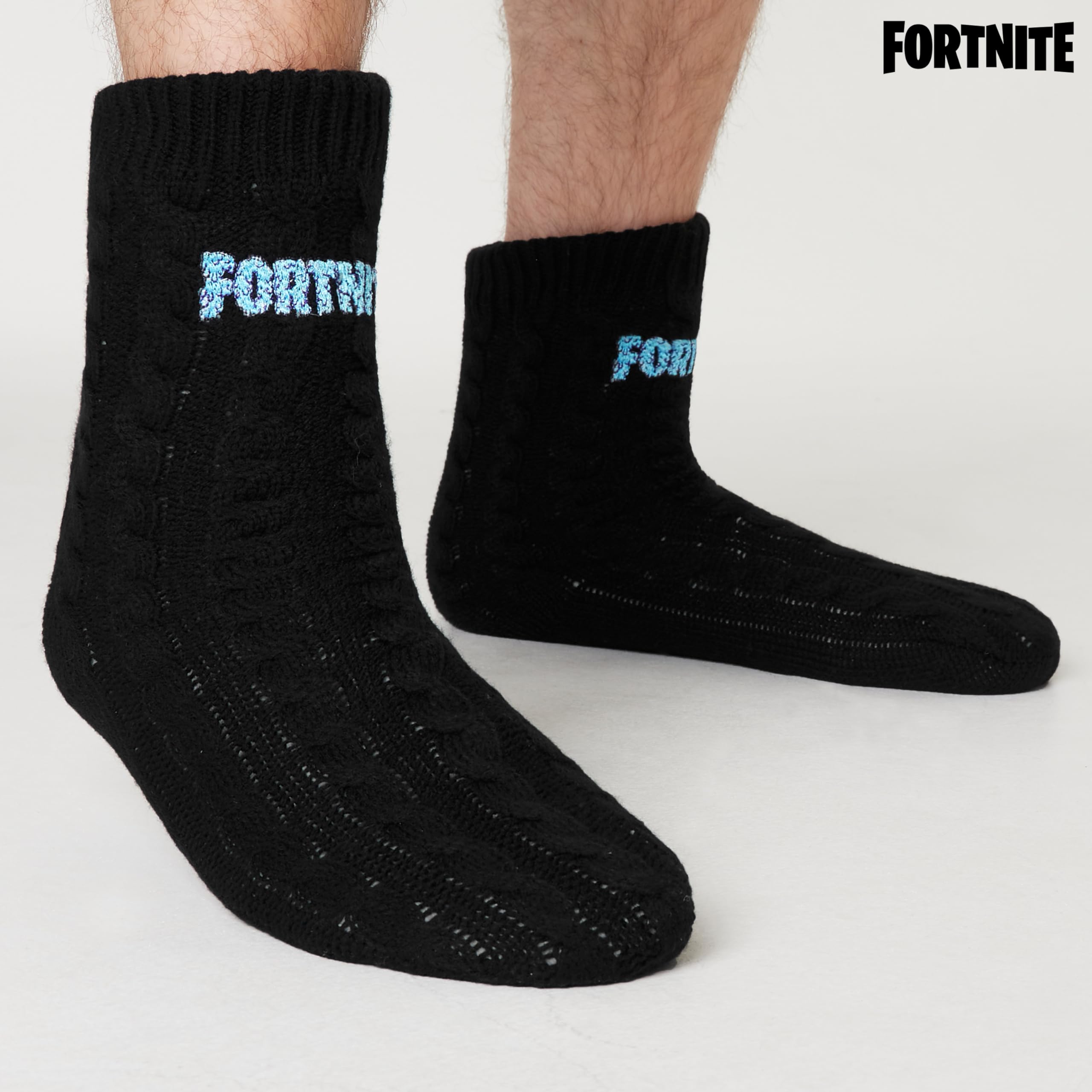 Fortnite Chaussons Chaussettes Homme Hiver, Chaussettes Antidérapantes Homme, Idée Cadeau Gamer Adulte Ado Taille Unique