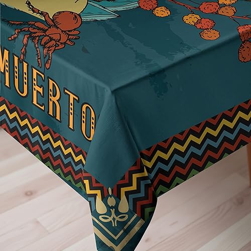 Miniatura 3 de Ambesonne Mantel del Día de los Muertos, Dia de Los Muertos, estampado de niña con corazones de rosas, mantel rectangular para decoración de comedor