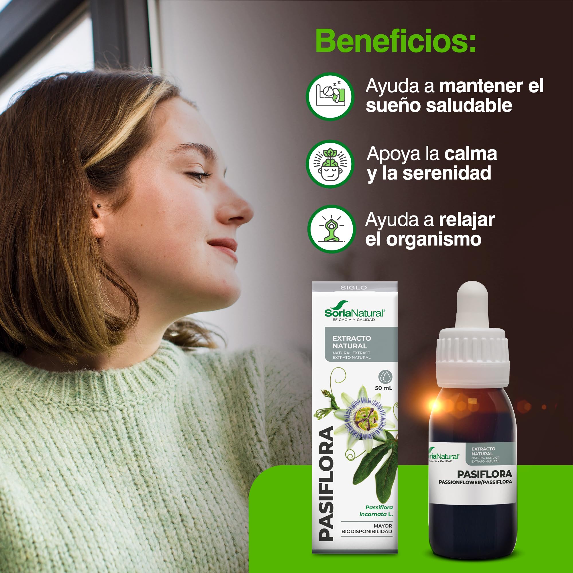 Soria Natural - Extracto Pasiflora S.XXI- Complemento alimenticio - Ayuda al descanso y la relajación - 50 ml