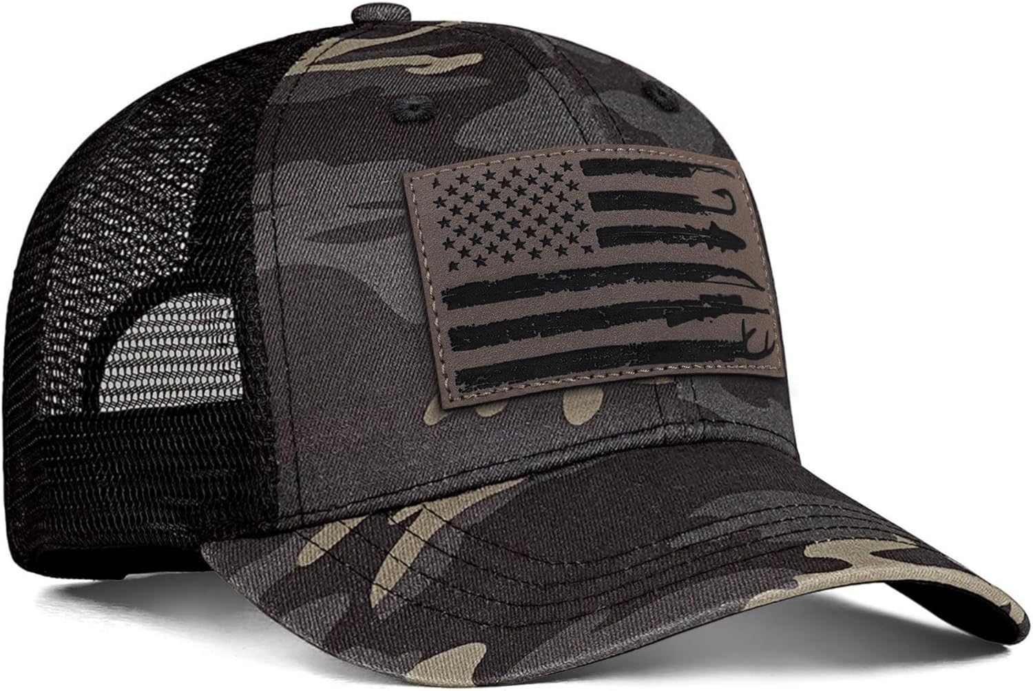 Hunting Fishing Gifts for Men, American Hunting Fishing Flag Trucker Hats, Men's Hat Gifts for Dad Husband Grandpa - Image 3