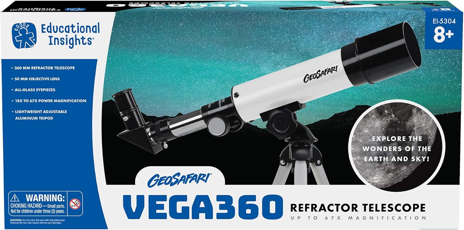 GeoSafari Vega 360 Telescope, Beginner Telescope for Kids & Adults, Supports STEM Learning, Gift For Boys & Girls