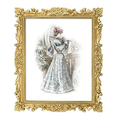 GUOER 8x10 Picture Frames Vintage Photo Frame with Glass Front Antique Picture Frame for Tabletop Wall Hanging (8x10, Shiny Golden) - (8x10, Shiny Golden)
