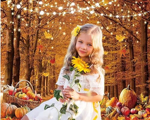 Miniatura 5 de CYLYH Fondo de fotografía de otoño de 7 x 5 pies, hojas de bosque de arce, calabaza, fondo, fiesta de Acción de Gracias, suministros de fiesta de