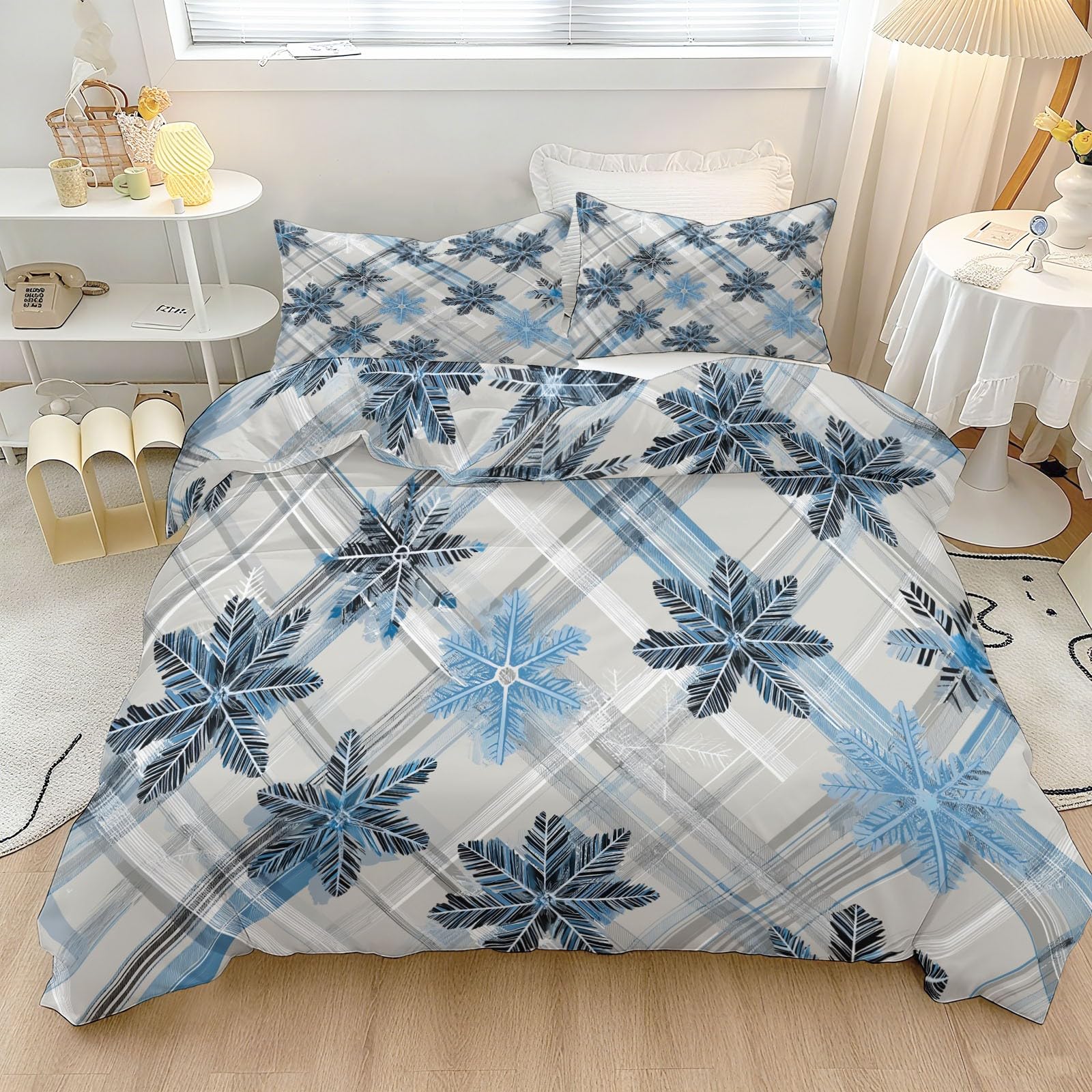 Housse de couette 200x200 cm ambiance montagne et neige pour chambre d'adolescent