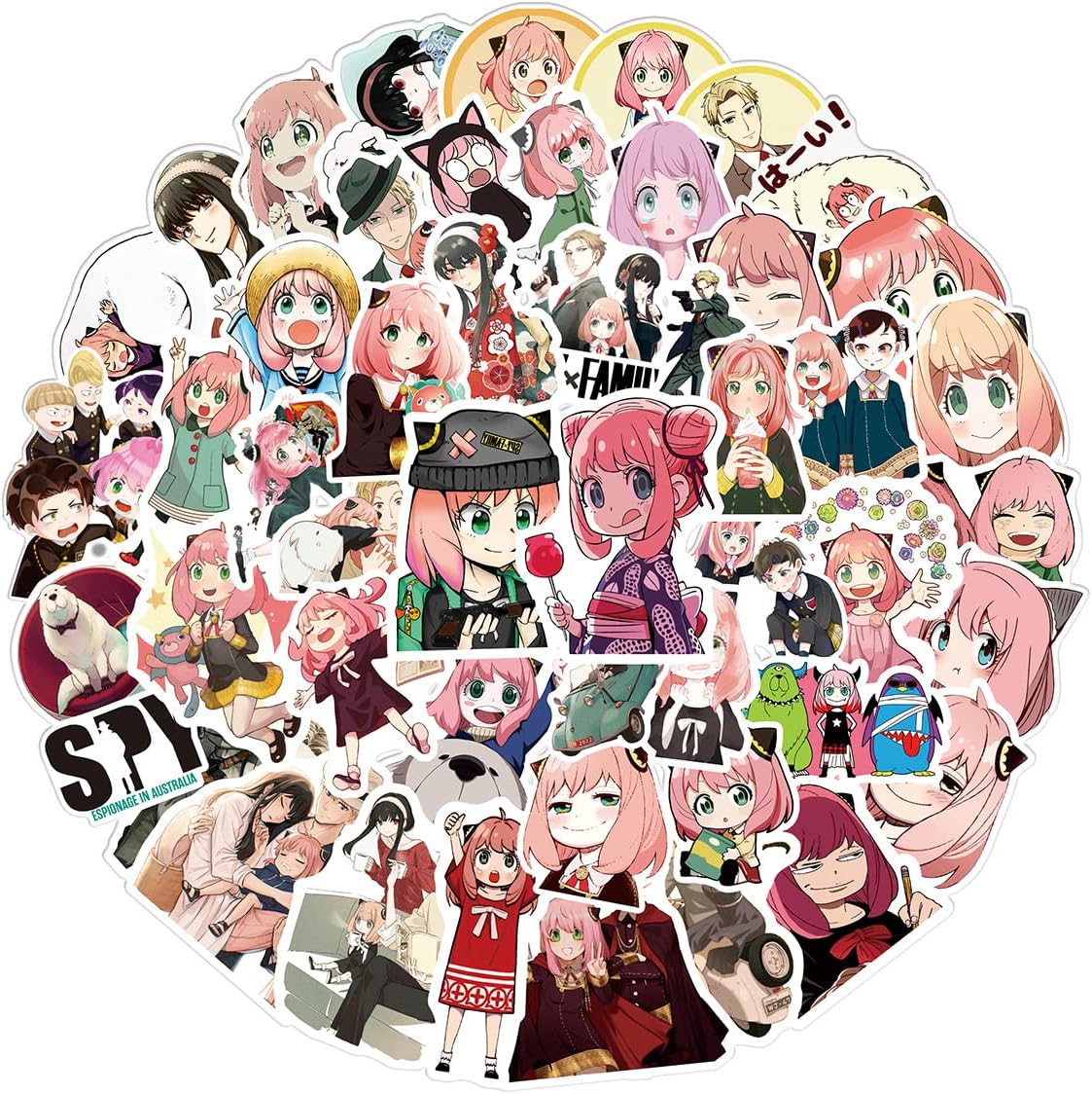 SPY×Family Anime Stickers Pack 100 PCS |Stickers for Car,Laptop,Water Bottles,Stickers for Teens Cute Vinyl Decals