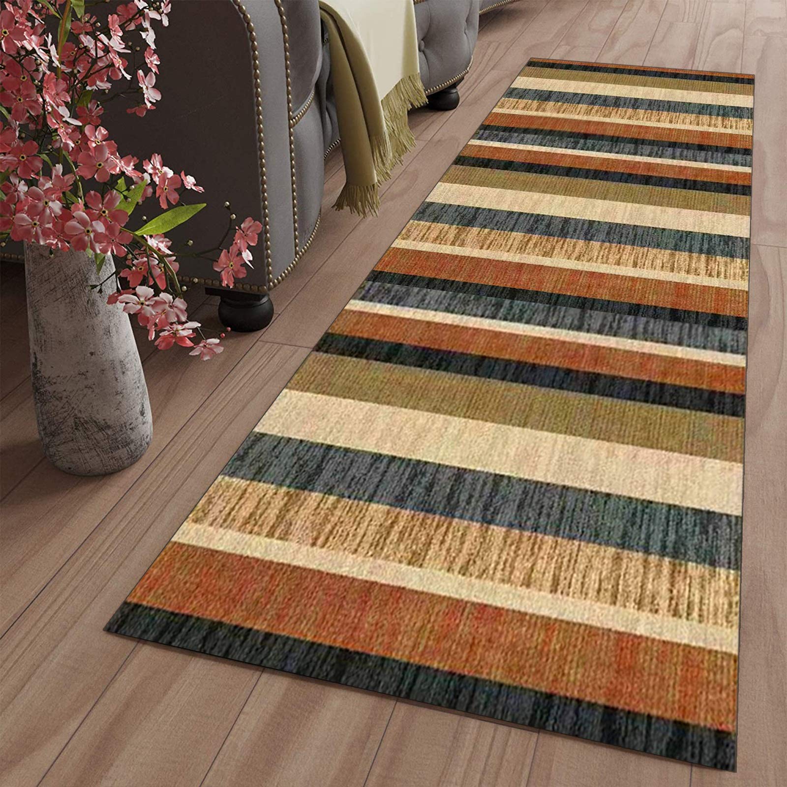 Tappeto Corridoio Antiscivolo - Design Geometrico, Poliestere Lavabile, Larghezza 100 Cm, Lunghezza 500 Cm