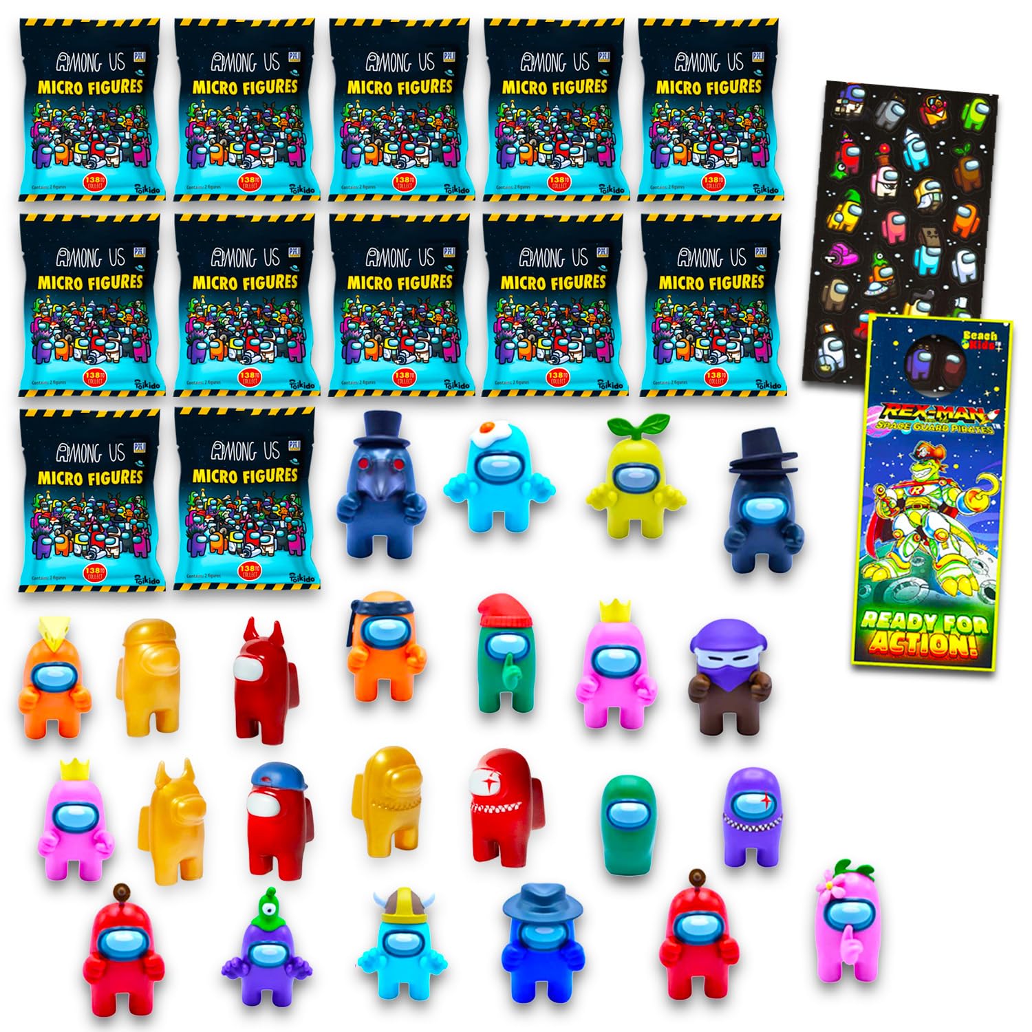 P.M.I. Among Us Party Favors Pack for Kids, Boys, Girls - Video Game Party Favors Bundle with 12 Blind Bags with Collectible Crewmate Mini Figurines