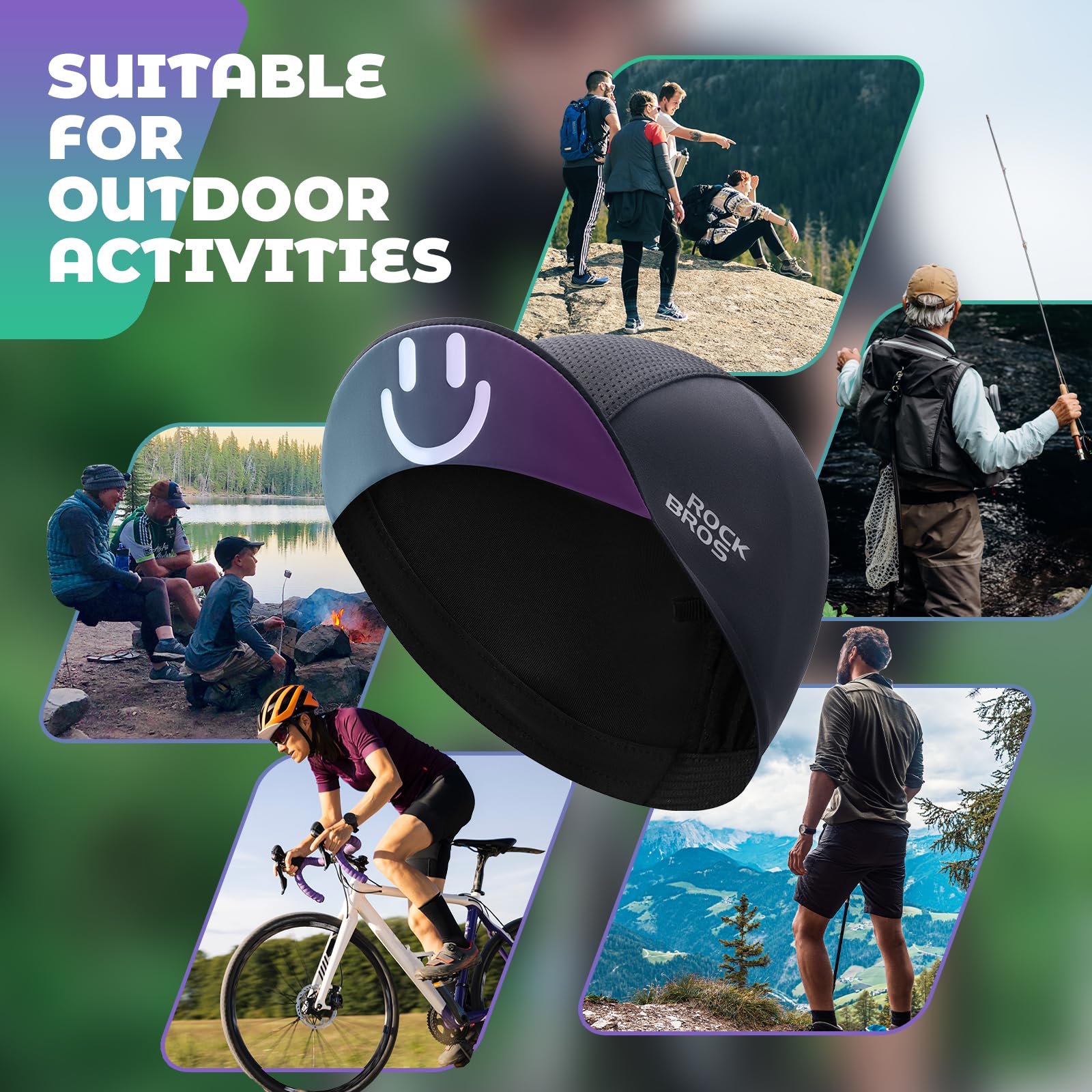 ROCKBROS Gorra de Ciclismo para Hombre Mujer, Gorra con Visera Bajo Casco Transpirable Cortaviento para Running Pesca Senderismo Deporte