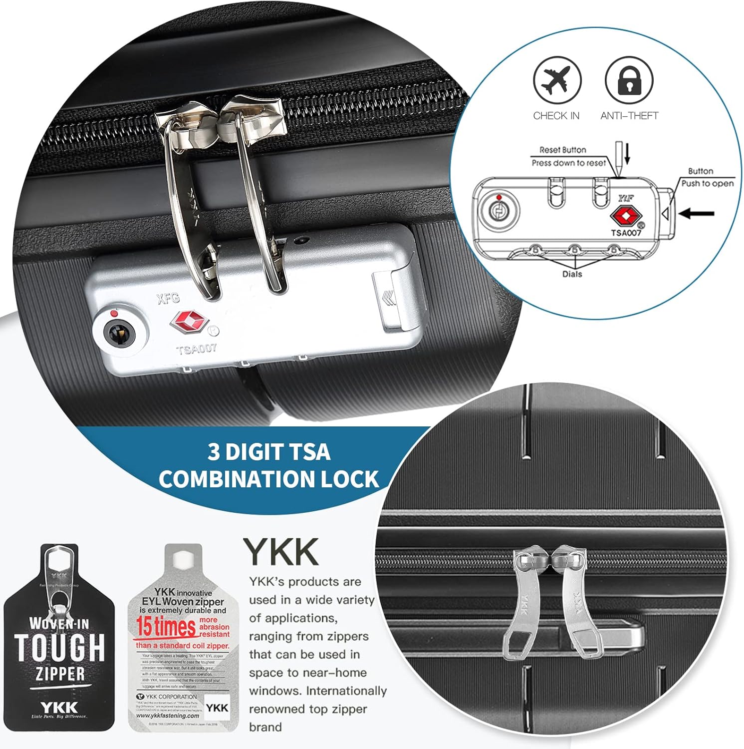 Somago 20" Carry On Luggage and 14" Mini Cosmetic Cases Travel Set Lightweight Polypropylene Suitcase with TSA Lock YKK Zipper Hardside Luggage with Spinner Wheels (2 Piece Set, Classic Black) - Image 6