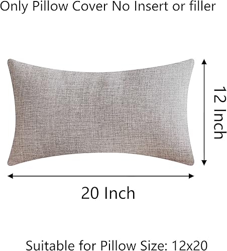 Miniatura 4 de Demetex Juego de 2 fundas de almohada decorativas de lino de 12 x 20 pulgadas, fundas de almohada lumbares para sala de estar, sofá, 12 x 20