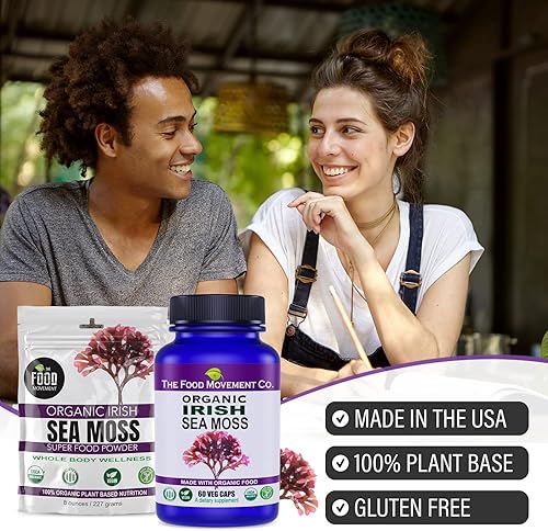 Miniatura 5 de The Food Movement Co. Polvo orgánico de musgo marino irlandés crudo  Superalimento denso mineral para salud celular, tiroides e inmune,