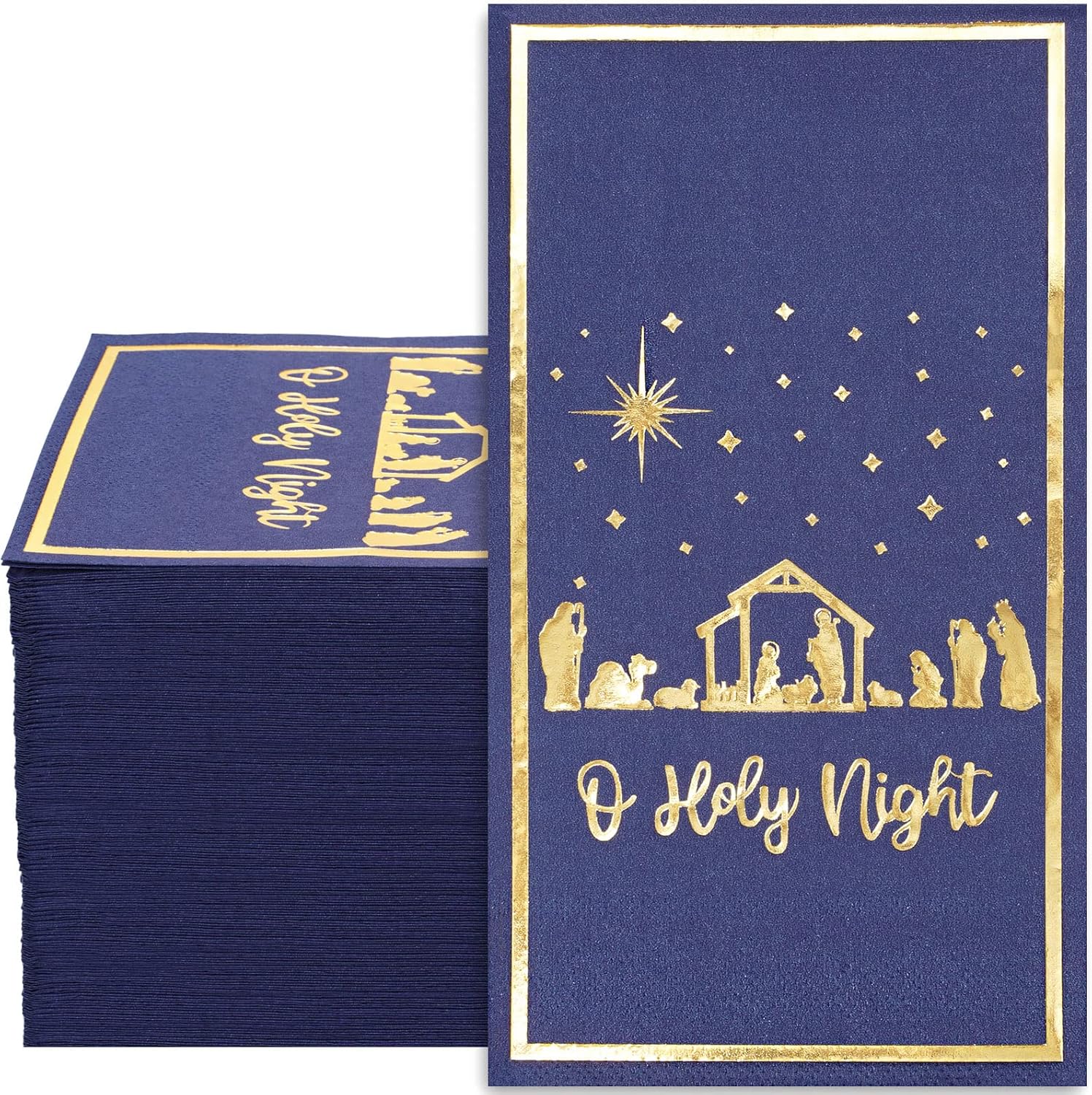 Whaline 80Pcs Christmas Guest Napkins Religious Gold Foil