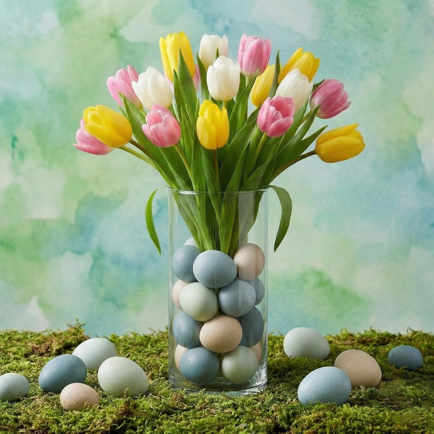 Kidum 36 Pcs Easter Speckled Eggs Vase Filler Plastic Speckled Eggs Faux Egg for Decoration Bowl DIY Spring Displays and Easter Decorations Vase Decorating (Blue, Light Brown)