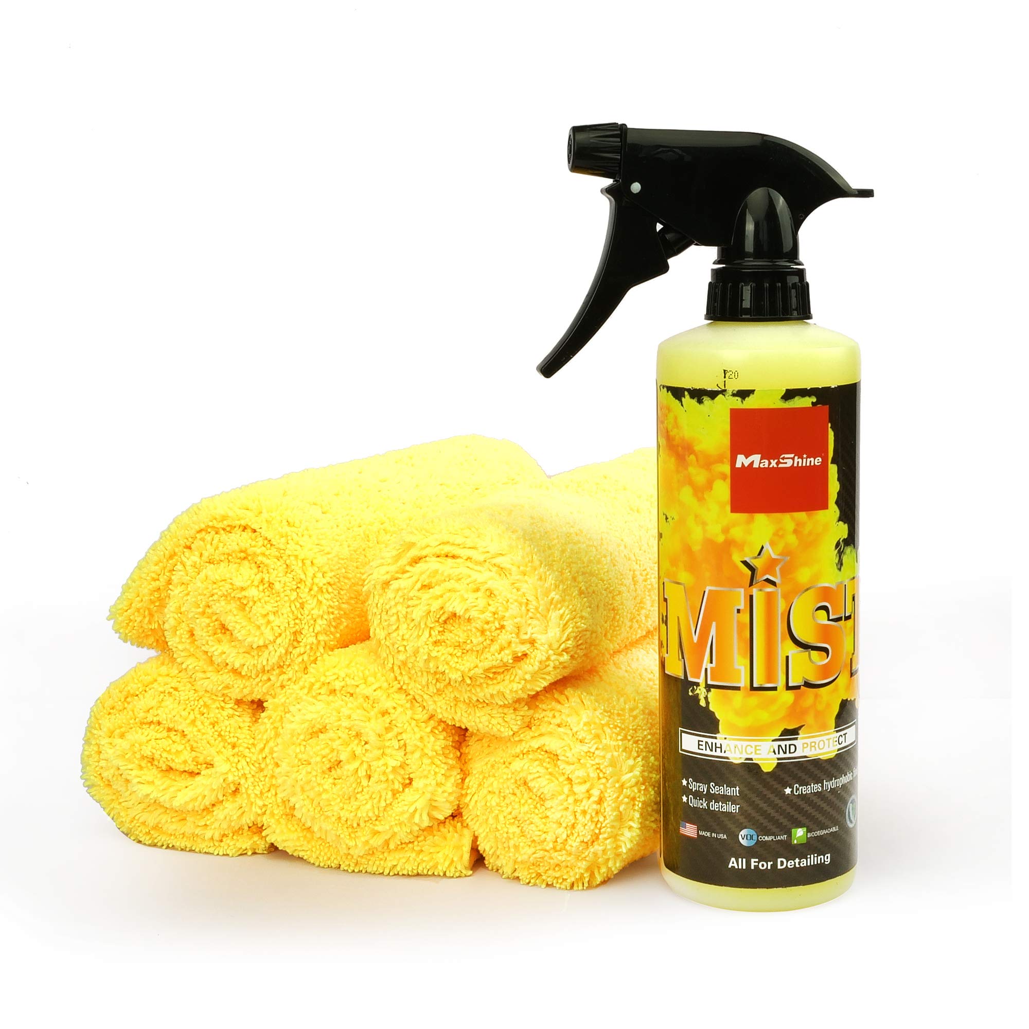 Maxshine Snow Shine Kit - Includes (1) AIO Mist Cleaner & (5) 380GSM Edgeless Microfiber Towels for Car Detailing - Auto Detailing Supplies & Accessories