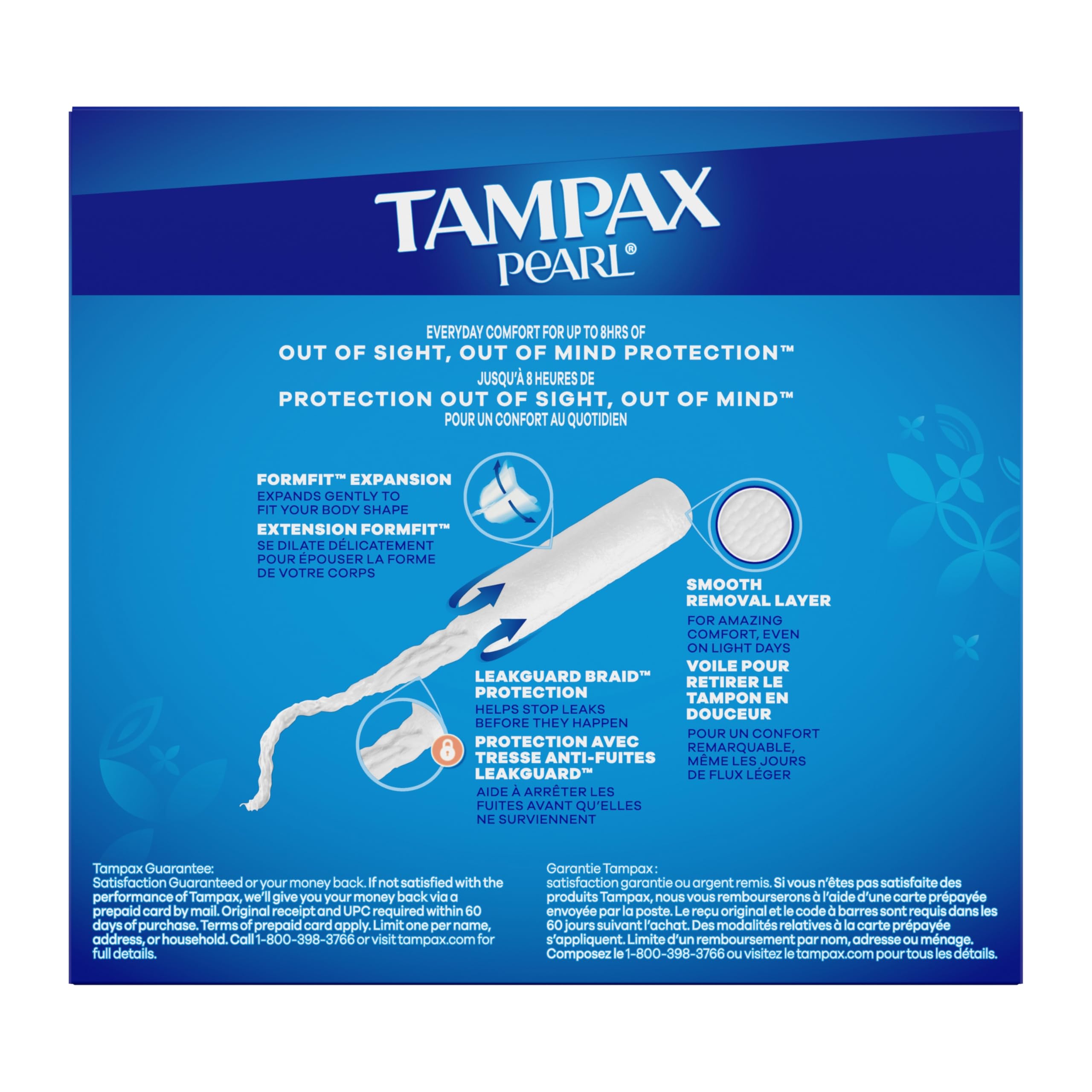 Tampax Pearl Tampons Super Absorbency with LeakGuard Braid, Unscented, 36 Count