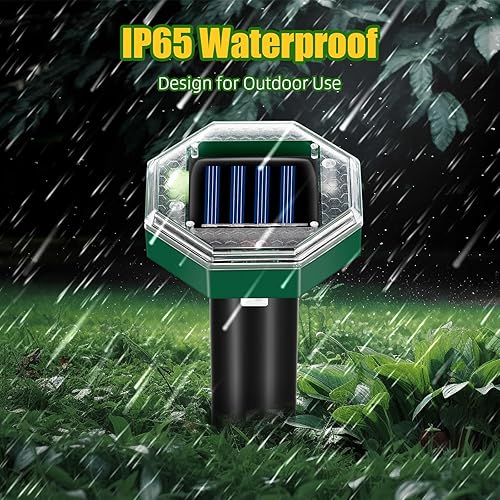 Miniatura 6 de Paquete de 8 repelentes de topos 2025 alimentado por energía solar, repelente ultrasónico de campañol de golpe para exteriores, pinchos sónicos