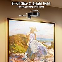Vista 13 de 3-Pack Picture Lights for Wall, Rechargeable Battery Operated Led Painting Light with Remote Dimmable ＆ Timer, 3 Lighting Modes Magnetic Art Display