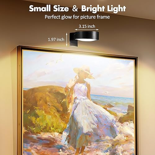 Miniatura 4 de 3 luces de imagen para pared, funciona con pilas, luz LED magnética de pintura con control remoto regulable y temporizador, 3 modos de iluminación,