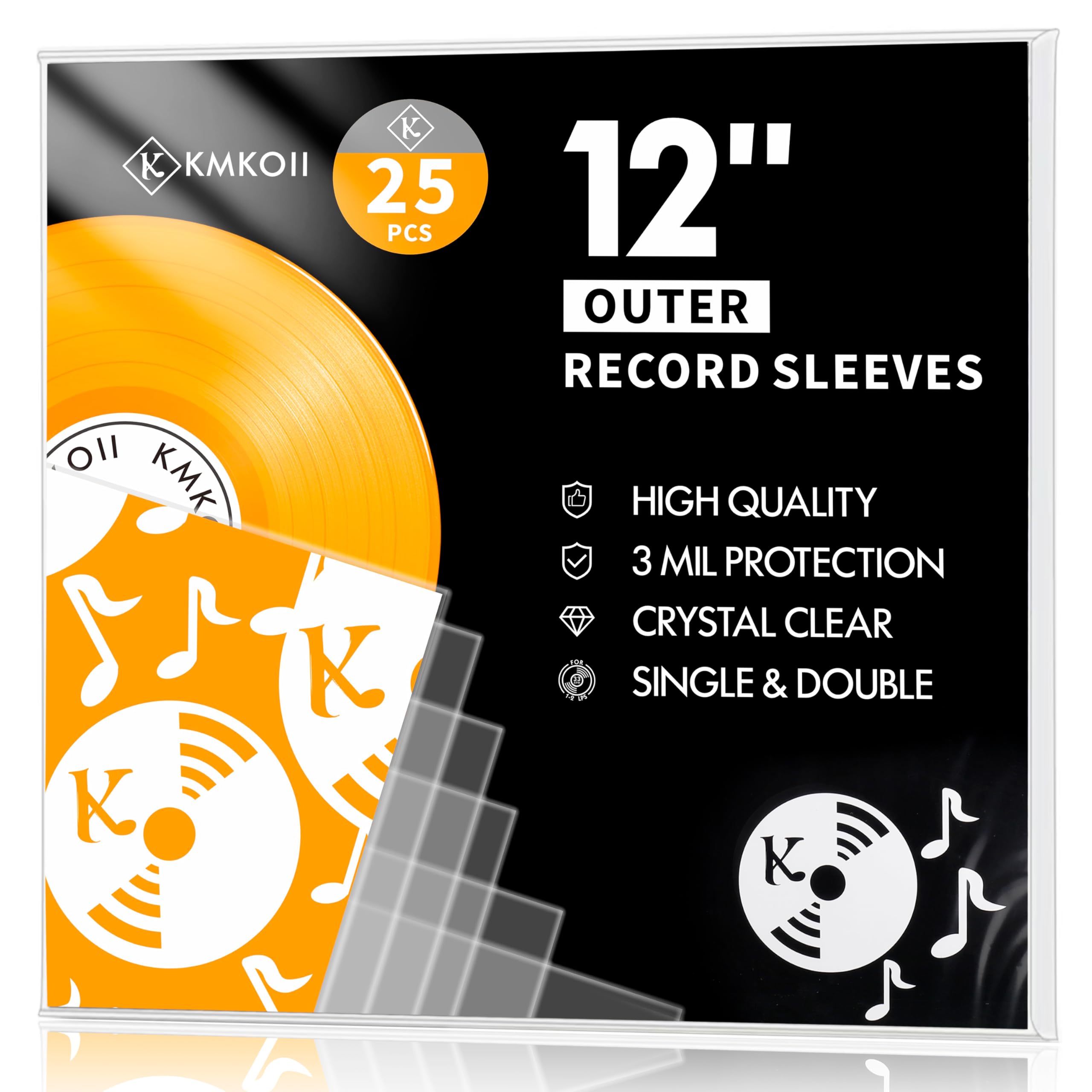 Pochette Vinyle 33 Tours Extérieur 25 x 12 Pouces Protection Transparente Polypropylène Durable