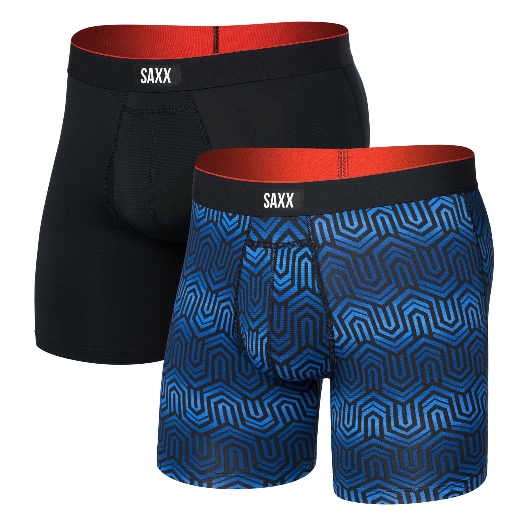 Saxx Multi-Sport Mesh 2-Pack Boxer Briefs, Chain of Command/Black - L