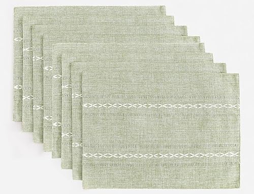 Miniatura 12 de Manteles individuales de algodón y lino Wracra, juego de 4 manteles individuales Fete de 12 x 18 pulgadas, manteles individuales rústicos con Café