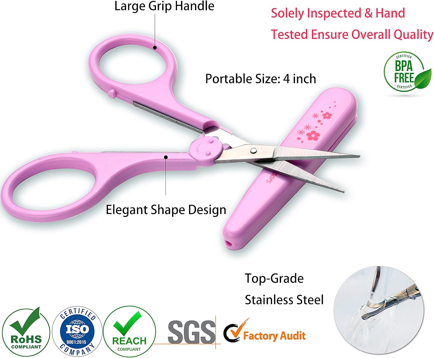 PAFASON 4" Stainless Steel Detail Craft Scissors Set with Straight & Precise Tips & Safety Cover Ideal for Scrapbooking, Paper Cutting, Sewing, Crafting, Quilting : Arts, Crafts & Sewing
