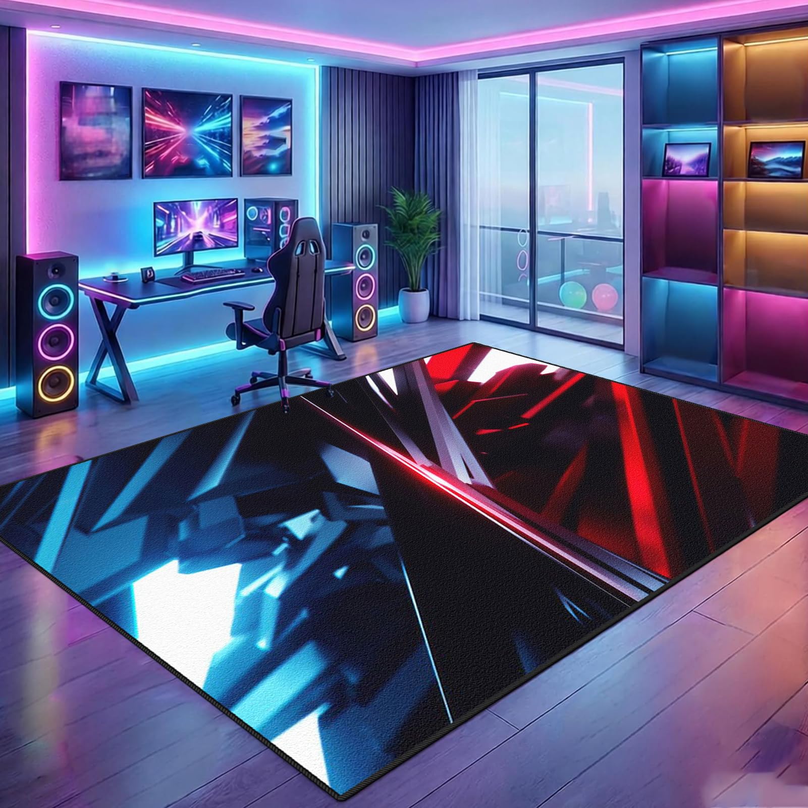 Tapis gamer antidérapant 110x130 cm lavable pour décoration salle de jeux de garçon