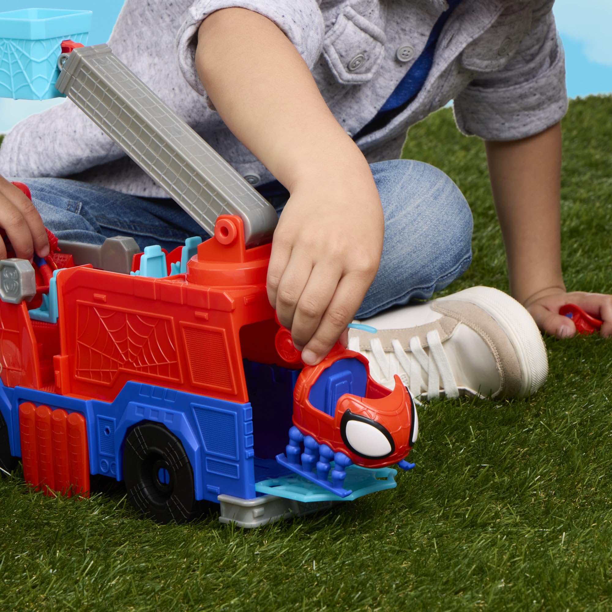 Hasbro Marvel, Spidey e i Suoi Fantastici Amici, Camion dei Pompieri Rescue-Webs, Action Figure e Veicolo