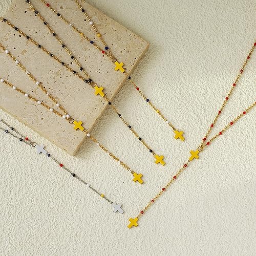 Miniatura 6 de Collar en forma de Y con gota para mujer, collar lariat simple chapado en oro de 18 quilates, joyería minimalista para el día a día