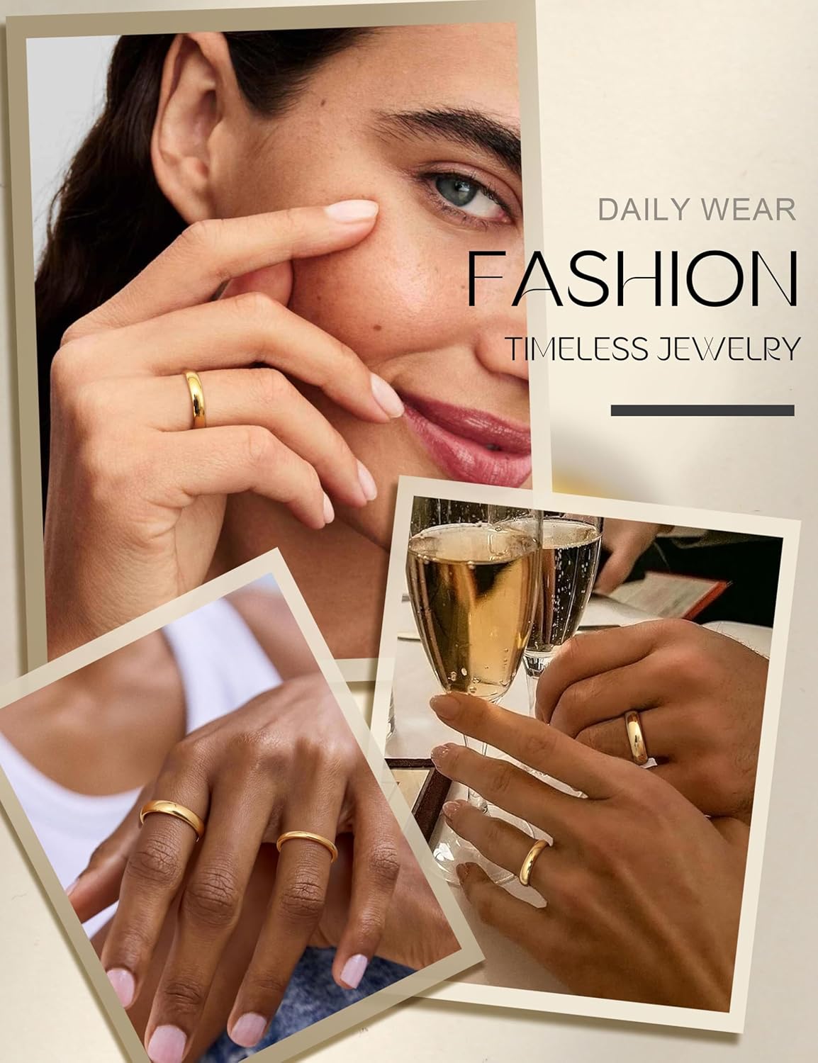 Tungary 2mm 4mm 6mm 8mm Tungsten Wedding Bands Rings 18K Gold Plated Stackable Rings for Women Men Promise Engagement Ring Domed High Polish Gold Ring Not Tarnished Jewelry Comfort Fit 6-12 - Image 5