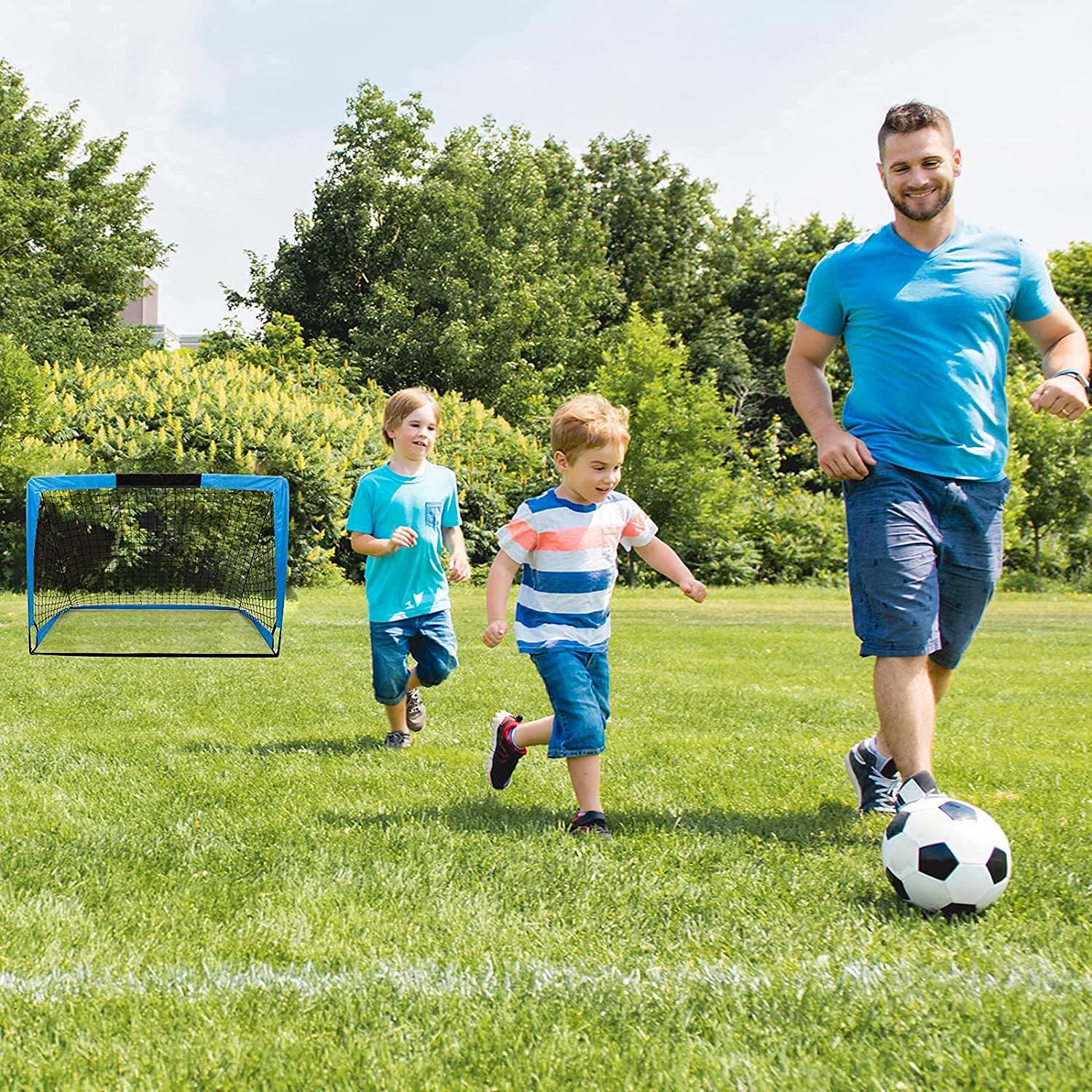 Portable Foldable Soccer Goals Set of 2- Size 4'x3' with Carry Bag for Games and Training for Backyard for Kids and Teens(Blue) : Sports & Outdoors