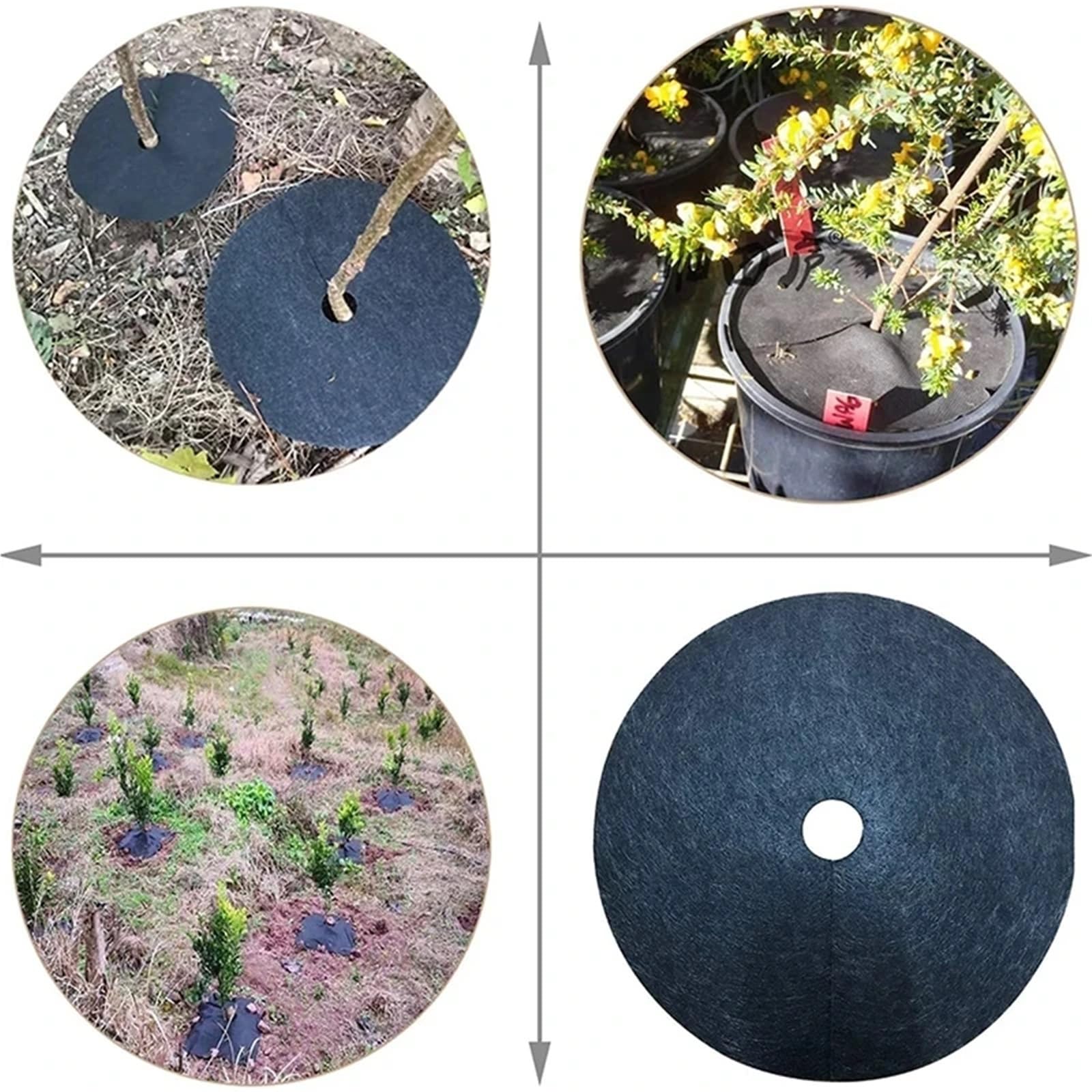 Telo Pacciamatura Tappetini for pacciamatura for Il Controllo delle Erbacce da 12 Pezzi, barriera Rotonda | Copertura Barriera Pacciamante Rotonda Ecologica Protezione Radici Giardino(72cm)