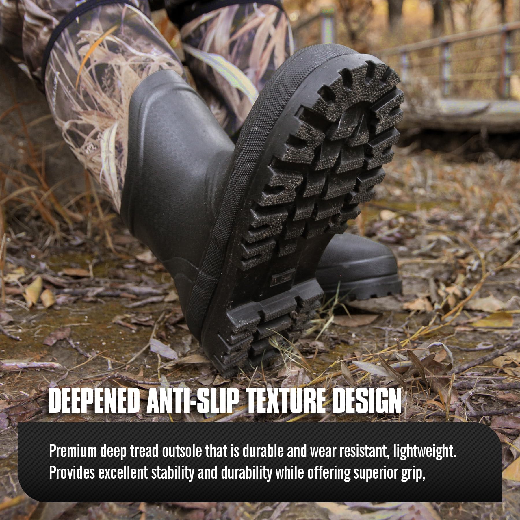 GUGULUZA Jagd Gummistiefel Wasserdicht Jagdstiefel mit 6mm Neopren für Herren Isolierte Regenstiefel für Outdoor