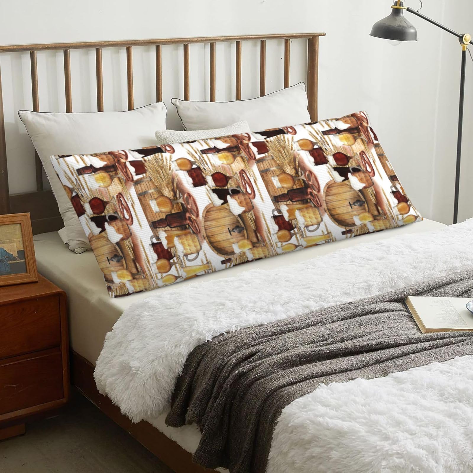 Beer And Wine Barrel, Body Pillow Cover with Zipper,Long Body Pillowcase 20 x 60 in