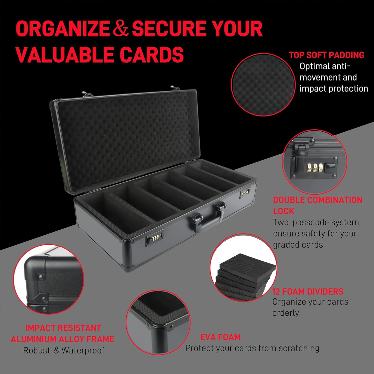 NEW 6 Row 250  Graded Card Case Psa Graded Card Storage Box Psa Slab Case for Graded Cards Cases for Sports Cards Storage