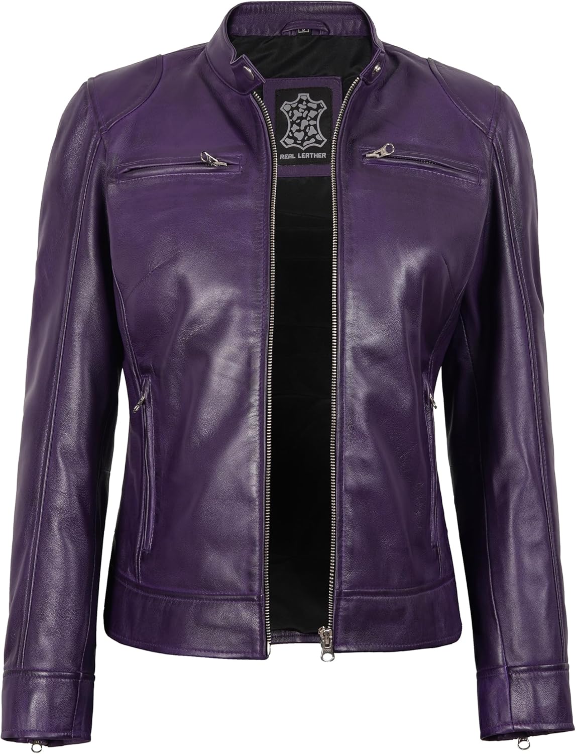 Decrum Leather Jackets For Women - Cafe Racer Style Casual Womens Leather Jacket - Image 2
