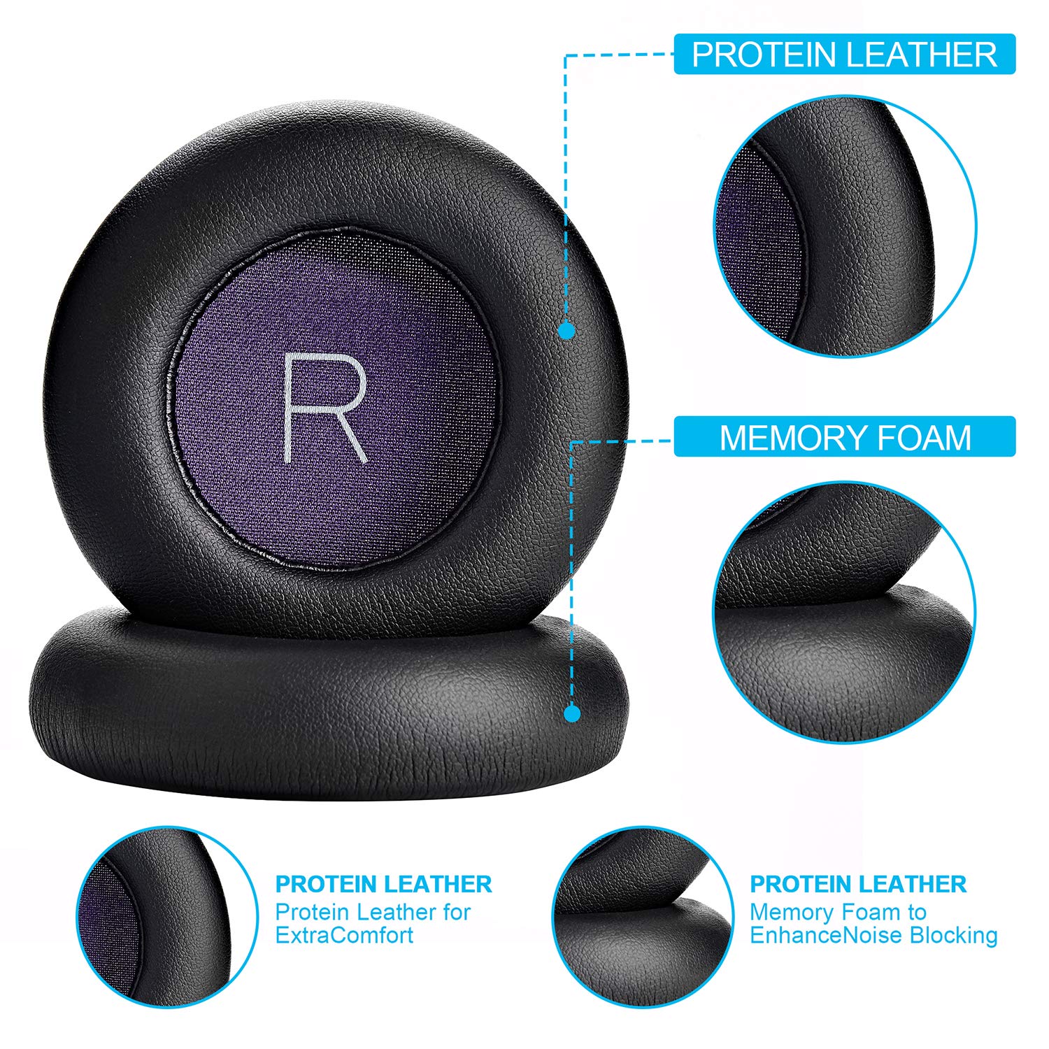 ACCOUTA Cuscini Per Cuffie E Archetto Cuscino Sostituzione Compatibile Con Plantronics Backbeat Pro Cuffie Cuscinetti Per Cuffie Con Premium Pelle Proteica E Schiuma Memory - Foto 4