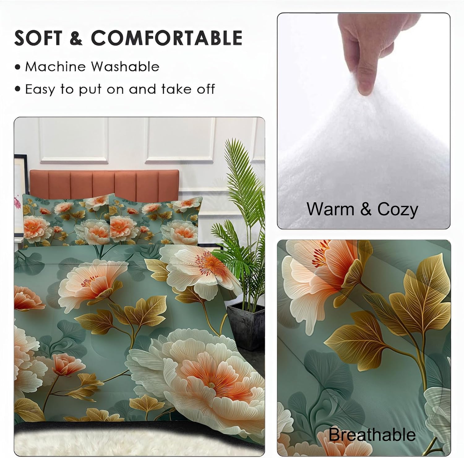 French Romance Comforter Set Queen Size, Retro Peony Bedding Set for Girls Boys, Red Bean Paste Pink Quilt Bed 90"X90" Bedding Comforter Sets with 2 Pillowcase Room Decor