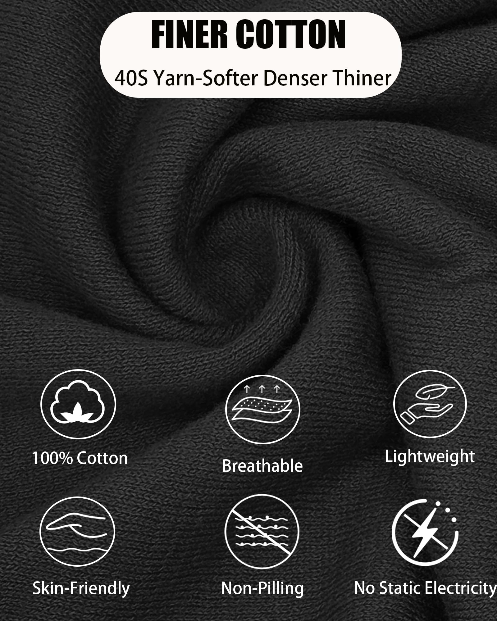 choshion Thin 100% Cotton Fine-Knit Beanie Hat-Lightweight Ultra Soft Slouchy Daily Cuffed Beanies Hats Chemo Skull Cap — view 2