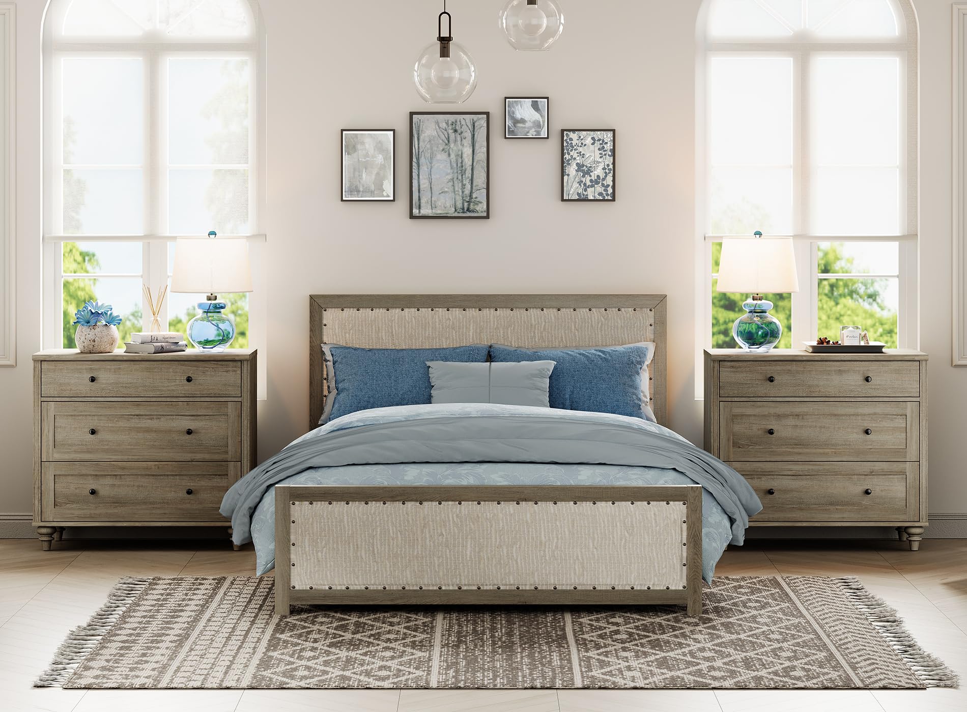 grey wash dresser and nightstand set ESF Italia Nicole King Size Gray Bedroom Set (Bed + Dresser + Mirror + –  Jennifer Furniture